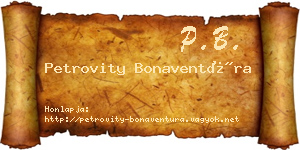 Petrovity Bonaventúra névjegykártya